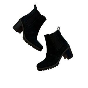 UGG  Hazel Black Suede Chunky Heel Chelsea Ankle Boots 1103766 Size 9.5